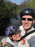 SX05285 Jenni and Marijn on new bridge in Merthyr Mawr.jpg